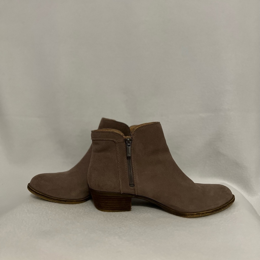 Luck Brand Size 10 Beige Suede Double Zipper  Leather Booties - Picture 4 of 16